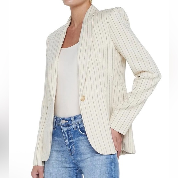 L'Agence Clementine Linen Pin-Striped Blazer - Picture 2 of 10